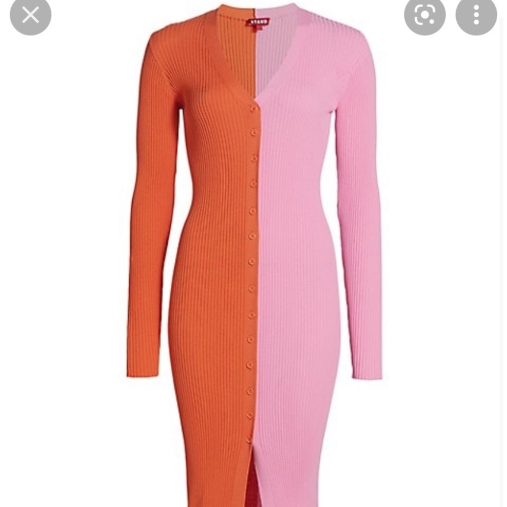 STAUD Orange and Pink Midi Dress
